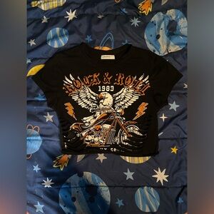 distressed Rock & Roll crop top